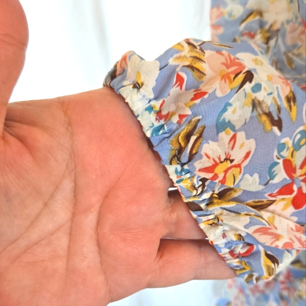🏷️DAVI & DANI Blue Floral Keyhole Collar Tie Midi Dress 3X - Picture 7 of 9